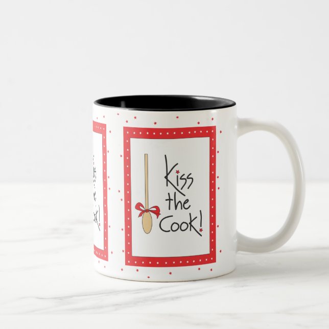De Café Em Dois Tons Beije o cozinheiro! caneca (Direita)