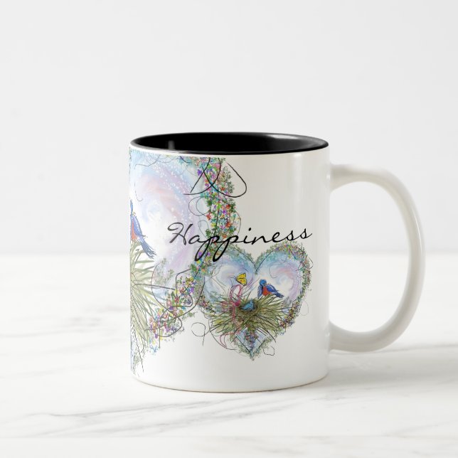 De Café Em Dois Tons Bluebirds da caneca da felicidade (Direita)