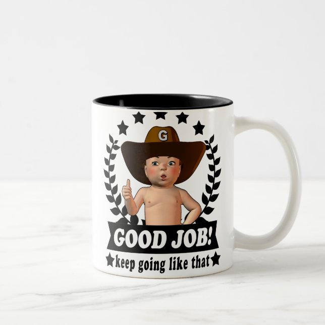 De Café Em Dois Tons Boa caneca do bebê do trabalho (Direita)