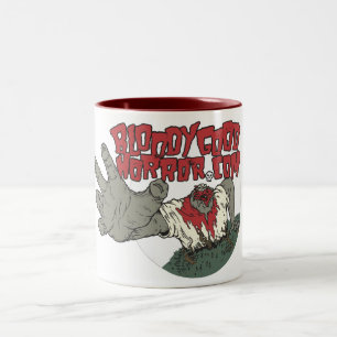 De Café Em Dois Tons Boa caneca sangrenta do logotipo do horror