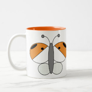 De Café Em Dois Tons Borboleta Colorida Cuja Caneca - Ponta Laranja