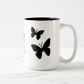 De Café Em Dois Tons Borboletas pretas - caneca