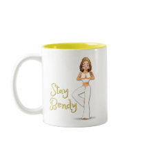 Branco da caneca da ioga com amarelo