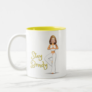 De Café Em Dois Tons Branco da caneca da ioga com amarelo