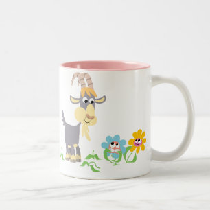 De Café Em Dois Tons Cabra bonito dos desenhos animados e caneca das