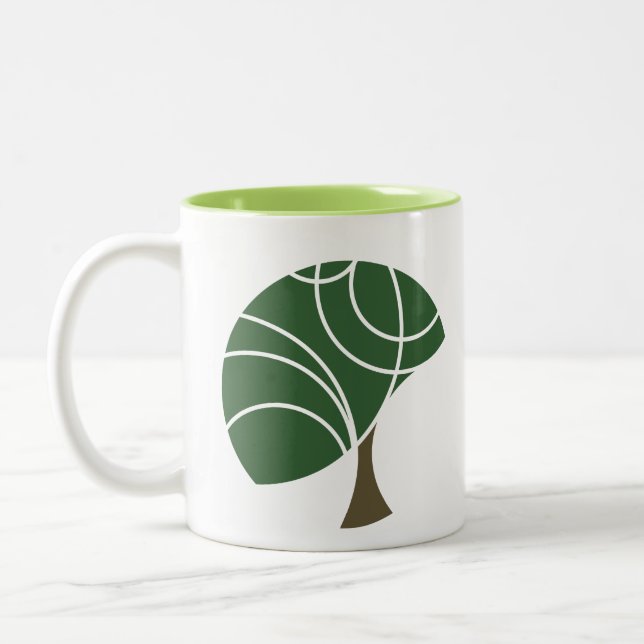 De Café Em Dois Tons Caneca abstrata da árvore (Esquerda)