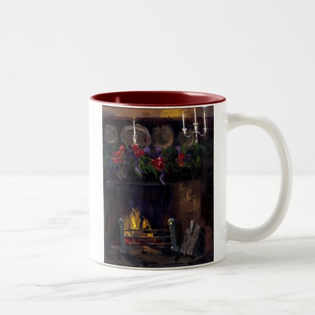 De Café Em Dois Tons Caneca acolhedor do fogo Home (Direita)