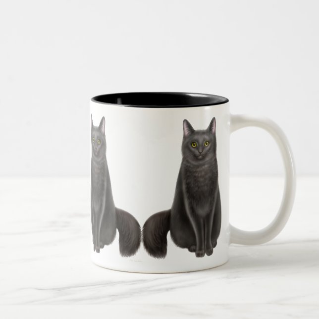 De Café Em Dois Tons Caneca afortunada dos gatos pretos (Direita)