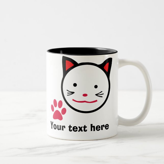De Café Em Dois Tons Caneca afortunada personalizada do gato (Direita)