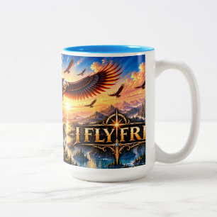 De Café Em Dois Tons Caneca Águia Fantasia Épica Voar Livre