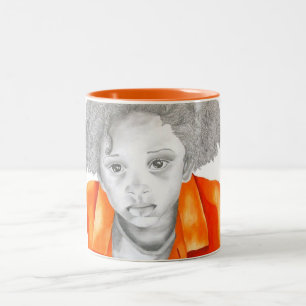 De Café Em Dois Tons Caneca alaranjada do menino 1