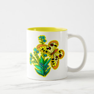 De Café Em Dois Tons Caneca amarela da borboleta