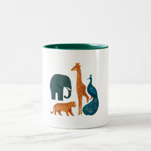 De Café Em Dois Tons Caneca - Animais do Zoológico