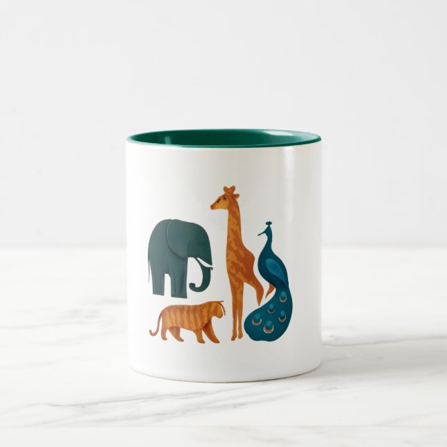 De Café Em Dois Tons Caneca - Animais do Zoológico (Centro)