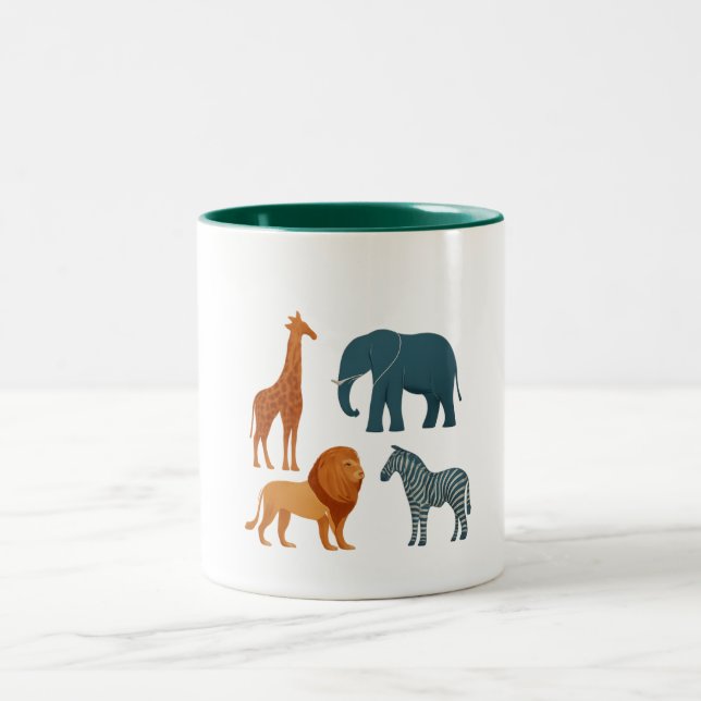 De Café Em Dois Tons Caneca - Animais do Zoológico (Centro)