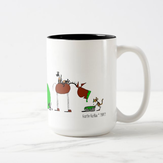 De Café Em Dois Tons Caneca animal bonito dos desenhos animados (Direita)