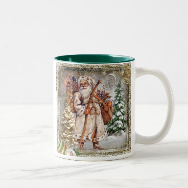 De Café Em Dois Tons Caneca antiquado do papai noel (Direita)