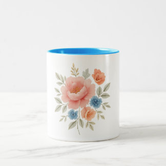 De Café Em Dois Tons Caneca - Aquarela Floral