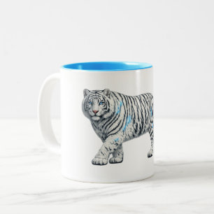 De Café Em Dois Tons Caneca Artística Tigre Branco - Impressão Dupla Fa