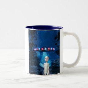 De Café Em Dois Tons Caneca assustador do encontro do fim do UFO da