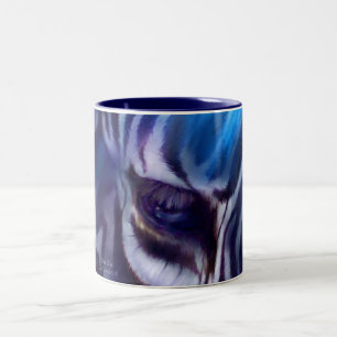 De Café Em Dois Tons Caneca azul da arte da zebra