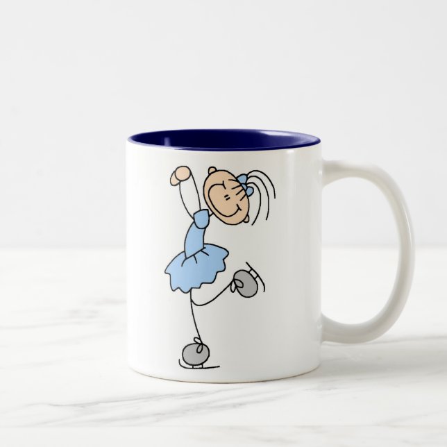 De Café Em Dois Tons Caneca azul da menina do patinagem no gelo (Direita)