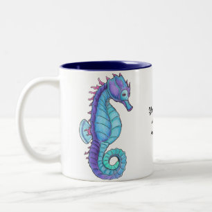 De Café Em Dois Tons Caneca azul do cavalo marinho