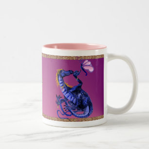 De Café Em Dois Tons Caneca azul do dragão e da borboleta