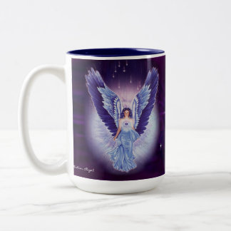 De Café Em Dois Tons Caneca azul gloriosa do anjo da safira