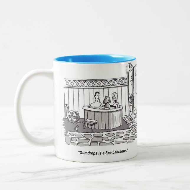 De Café Em Dois Tons Caneca azul Spa Labrador (Esquerda)