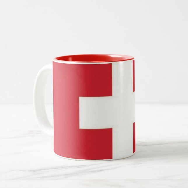 De Café Em Dois Tons Caneca Bandeira da Suíça (Frente Esquerda)