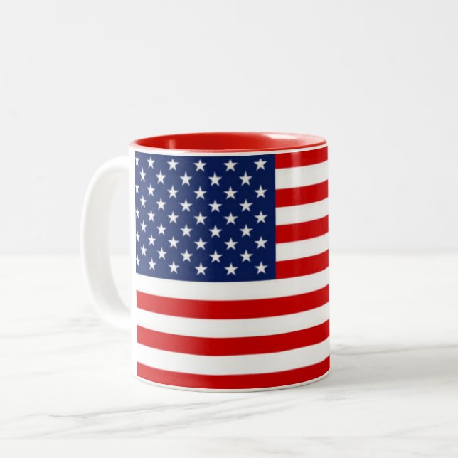 De Café Em Dois Tons Caneca Bandeira EUA (Frente Esquerda)