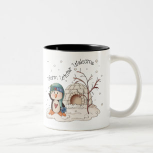 De Café Em Dois Tons Caneca bem-vinda do Natal do agregado familiar do