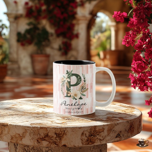 De Café Em Dois Tons Caneca Boho Chic Sabedoria com Monograma Penelope (Criador carregado)