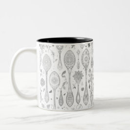 De Café Em Dois Tons Caneca Boho-Style - Coluna Intricada Preta e Branc