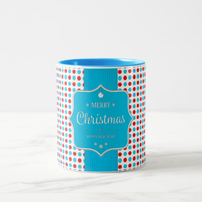 De Café Em Dois Tons Caneca Bolinhas Vermelha-Azul Natal (Centro)