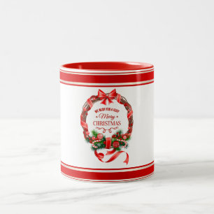 De Café Em Dois Tons Caneca bonita e elegante da grinalda do Natal