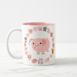 De Café Em Dois Tons Caneca bonito da mandala dos porcos dos desenhos