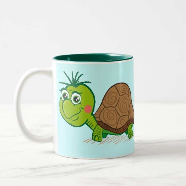 De Café Em Dois Tons Caneca bonito da tartaruga (Esquerda)