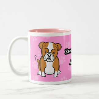 De Café Em Dois Tons Caneca bonito do buldogue dos desenhos animados