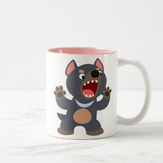 De Café Em Dois Tons Caneca bonito do diabo tasmaniano dos desenhos