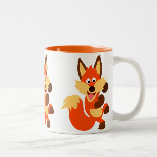 De Café Em Dois Tons Caneca bonito do Fox dos desenhos animados da