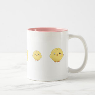 De Café Em Dois Tons Caneca bonito do pintinho do amarelo do kawaii