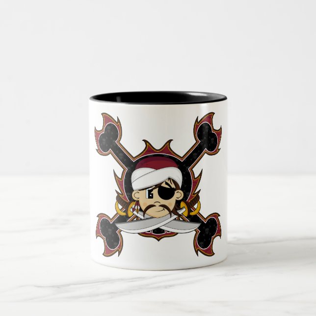 De Café Em Dois Tons Caneca bonito do pirata do turbante (Centro)