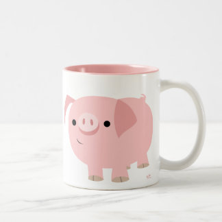 De Café Em Dois Tons Caneca bonito do porco dos desenhos animados