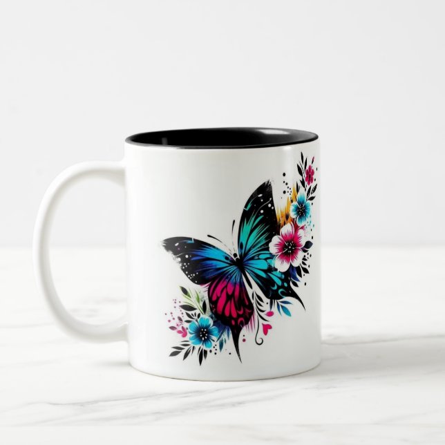 De Café Em Dois Tons Caneca borboleta (Esquerda)