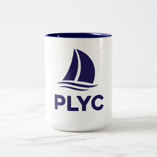 De Café Em Dois Tons Caneca branca PLYC com interior azul marinho