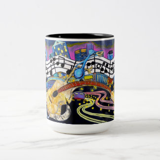 De Café Em Dois Tons Caneca Bucking da guitarra