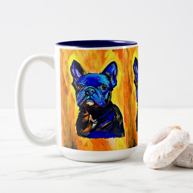 De Café Em Dois Tons Caneca Bulldog Francês (Com Donut)
