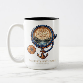 De Café Em Dois Tons Caneca Bússola Âncora Vintage para Marinheiros